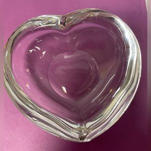 Orrefors Heavy KostaBoda Sweden Crystal Heart Trinket / Candle Holder